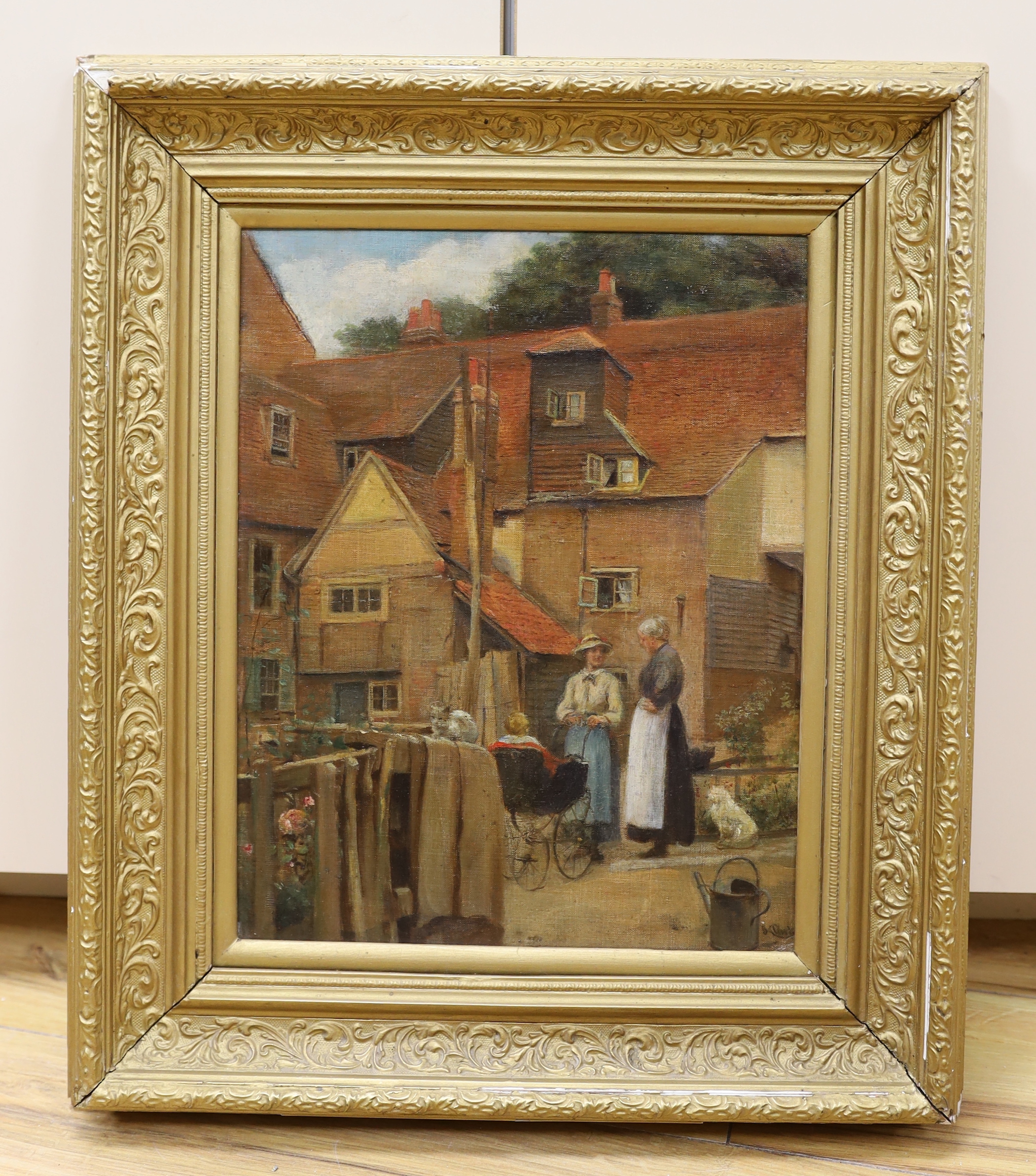 Joseph Clark (1834-1926), oil on canvas board, 'Mrs Wilcot, Old Mill', signed, 34 x 27cm